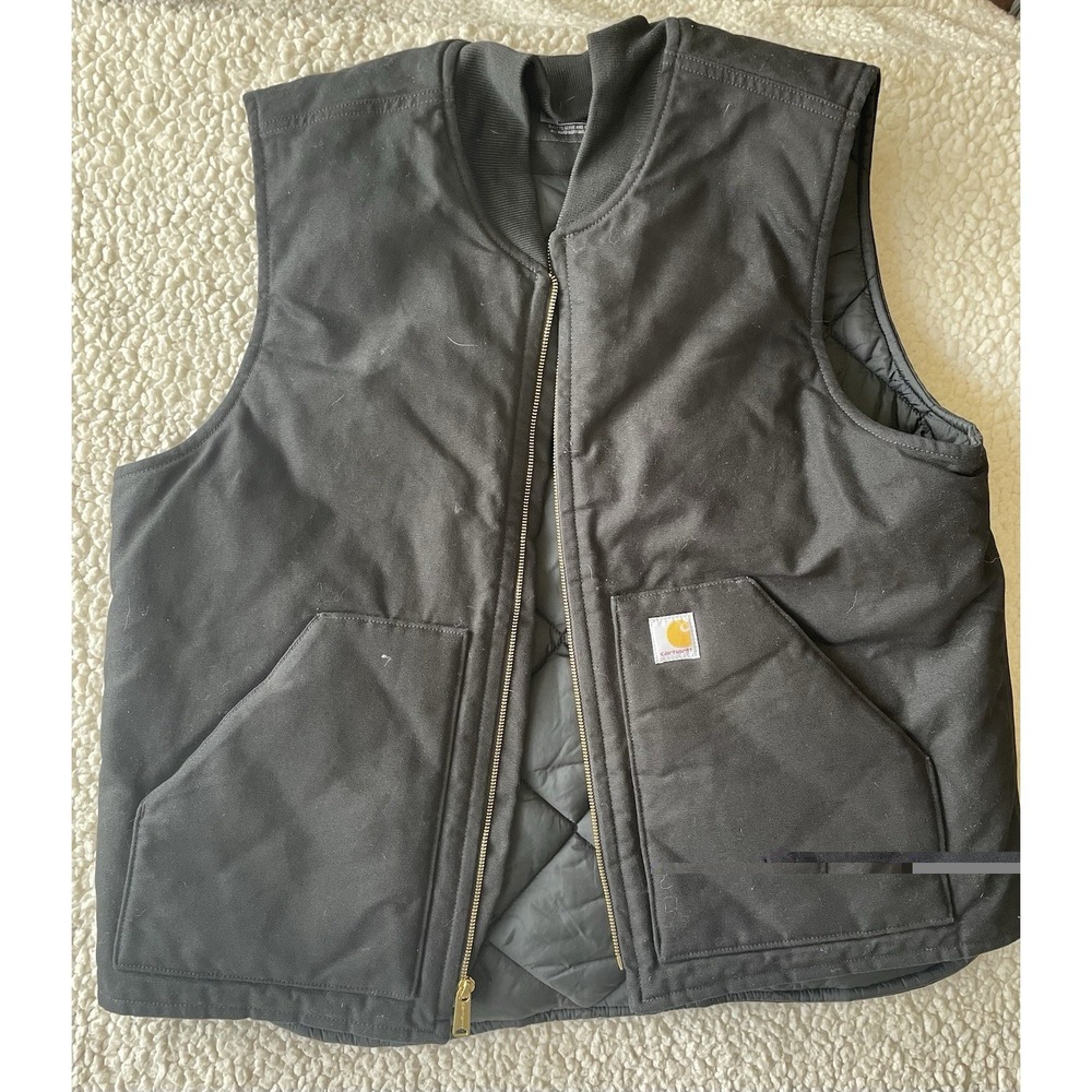 Carhartt Quilted Lined Duck Vest XL Black Relaxed Fit 0V0001-M Workwear